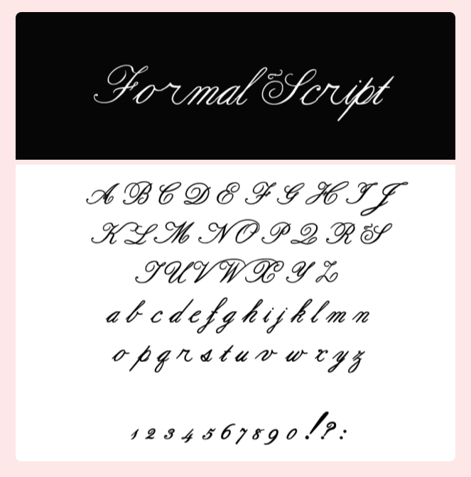 Tipografía Formal Script 